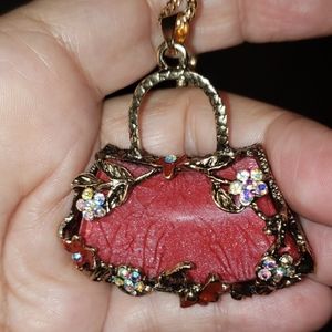 NWT Crystal purse necklace by Betsey Johnson